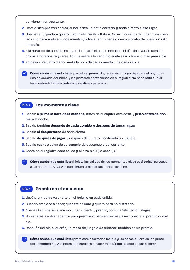 Página: tarjetas de los días 1 a 3